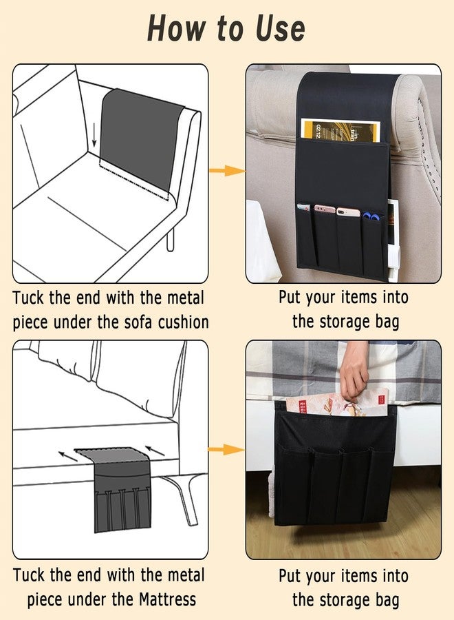 Hapforever Black Couch Remote Holder, Non-Slip Remote Control Holder Recliner Armchair Caddy Sofa Armrest Organizer Couch Chair Armchair Caddy with 5 Pockets (Black, 38”x12.5”) - Image 4